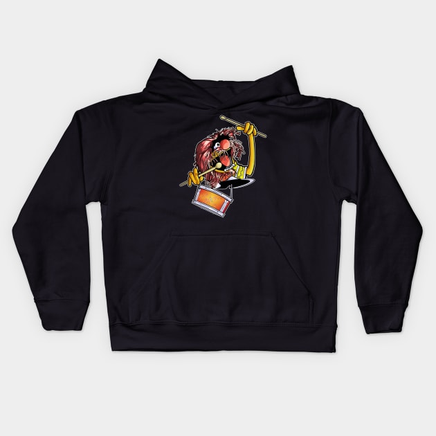 Animal Drummer Kids Hoodie by ActionNate